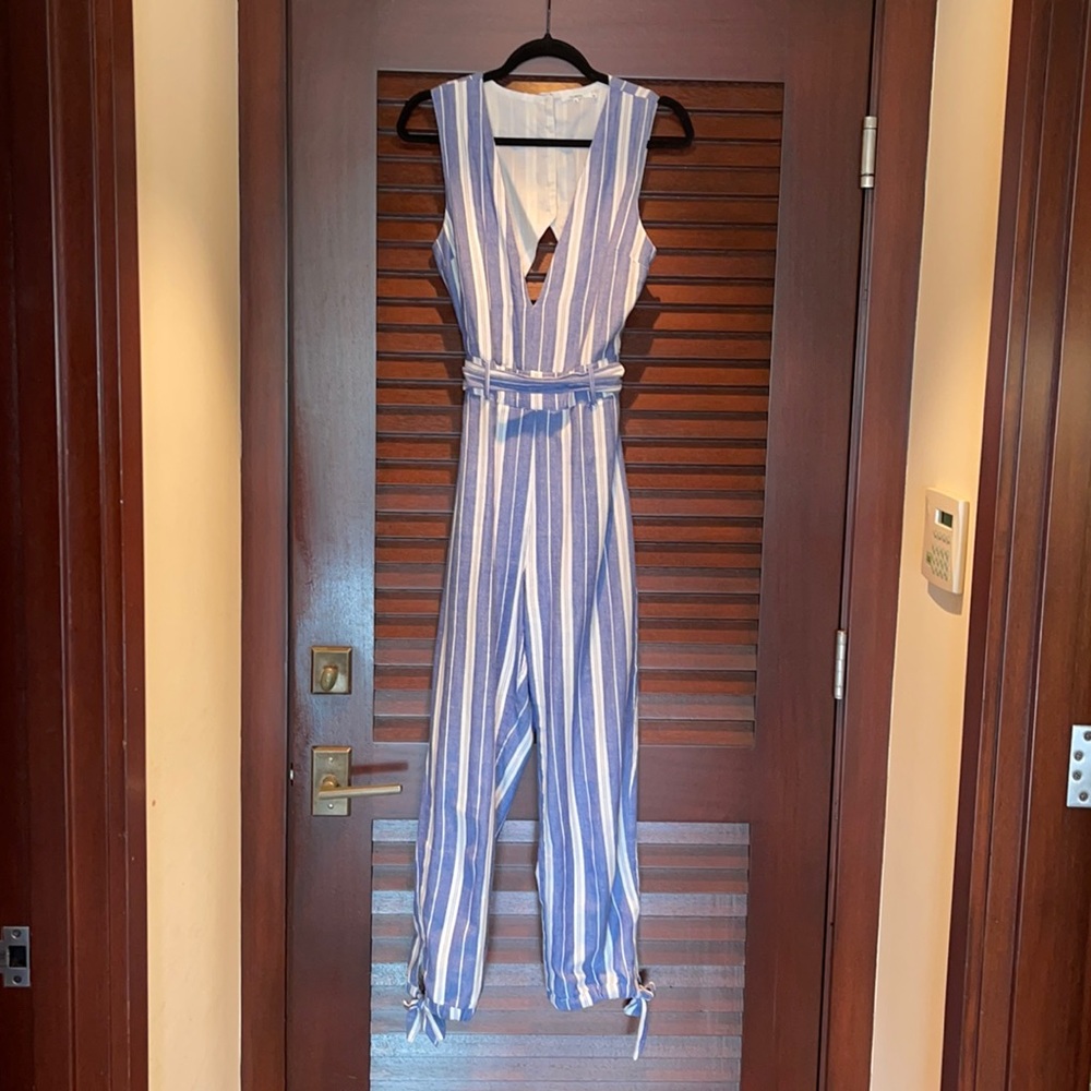 Tularosa Striped Jumpsuit with Cutout Back (M)